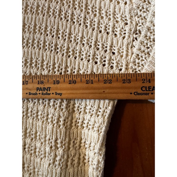 FRNCH Paris Cream Crochet Knit Oversized Short Sleeve Sweater Top M 100% Cotton - Picture 5 of 8